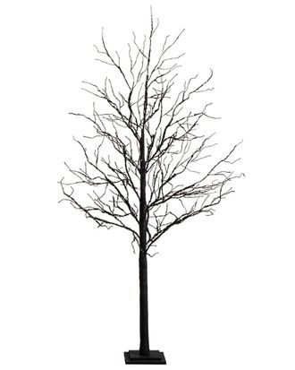 Nearly Natural 6Ft Pre-Lit Halloween Deluxe Black Twig Artificial Fall Tree With 156 Orange & Purple Led Lights