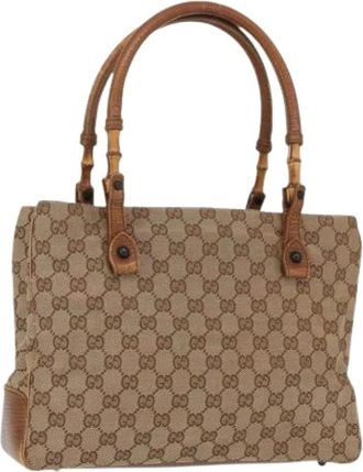 Gucci Pre-owned Handbags, female, Beige, Size: ONE SIZE Pre-owned Vintage Canvas Handbag