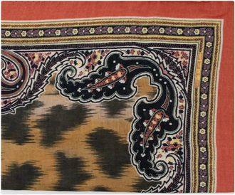 Etro Sjaal met randen met bladerpatroon - Dames - Sjaals - Veelkleurig - ONE Size - Katoen - Accessoires