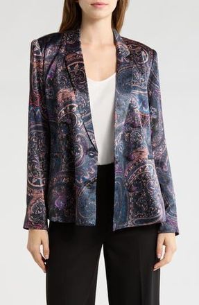 L'agence Colin Paisley Double Breasted Blazer in Plum Multi Boute Paisley at Nordstrom Rack, Size 8