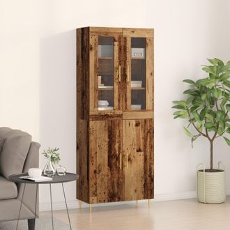 Berkfield Home Highboard Old Wood 69.5x34x180 cm Engineered Wood in Brown