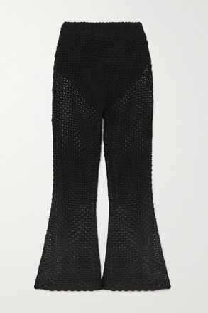 Zimmermann Pantaloni A Gamba Dritta In Maglia Crochet Wonderland - Nero