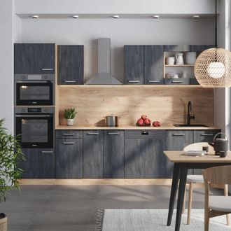 Vicco Mueble De Cocina R-line, Hormig&oacute;n Negro/roble Dorado, 300 Cm Et Antracita