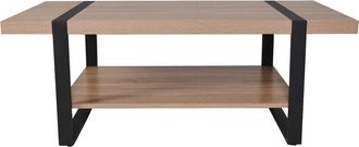 Weber Industries Mesa de centro con patas de metal negro y efecto madera, L.120 cm