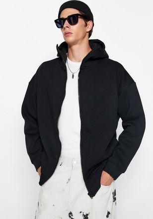 Trendyol MAN Heren Zwart Effen Lang Oversized Sweatshirts