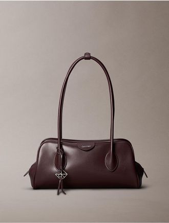 Calvin Klein Womens Emblem Logo Shoulder Bag - Brown