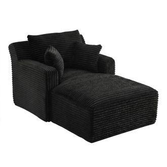 Urban Meuble Tumbona/cama convertible de pana negra
