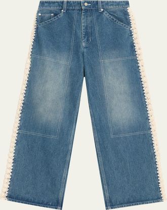 Sea New York Stasia Crochet-Trim Utility Jeans
