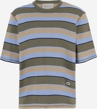 Ami Mens T-Shirt Striped Stretch Cotton Multicolour T-Shirts And Polos
