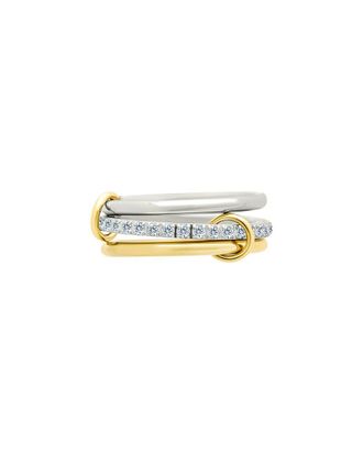 Sterling Forever Cz Edda Statement Linked Stacking Ring Set