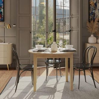 Dmora Mesa Extensible Liriteda, 6 Puestos, Mecanismo De Extensi&oacute;n Central, 100x80x76h Cm, Roble Marr&oacute;n