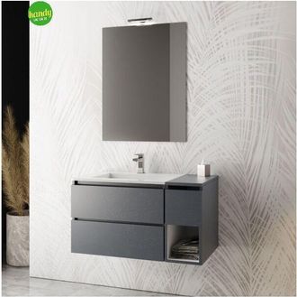 Mobo Mobile bagno sospeso con specchiera e lavabo integrato modello smeraldo 95cm composizione completa - sanremo MOBO