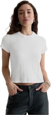 AG - Adriano Goldschmied Sadie Crew Neck Crop T-Shirt Womens Clothing Powder : MD (US 6-8), Cotton/Modal