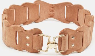 Roberto Cavalli Beige Suede Metal Square Waist Belt