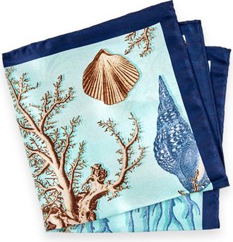 Paul Fredrick Seashells Silk Pocket Square