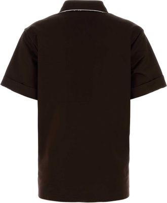 Prada Womens Chocolate Cotton Polo Shirt Ebano Exterior