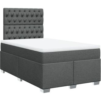 vidaXL Cama Box Spring Con Colch&oacute;n Tela Gris Oscuro 120x190 Cm Vidaxl