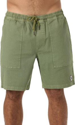 O'Neill Ronan Field Cotton Canvas Drawstring Shorts in Oil Green at Nordstrom, Size Xx-Large