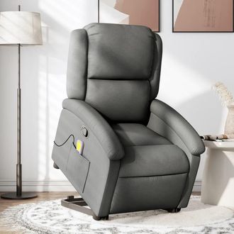 vidaXL Silla De Masaje Reclinable De Pie De Tela Gris Oscuro Vidaxl