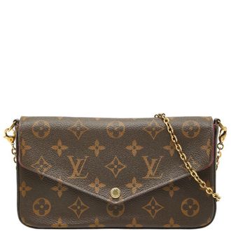 Louis Vuitton Brown Fuchsia Monogram Monogram Clutch Bag Pochette Pouch Shoulder Bag (Pre-Owned)