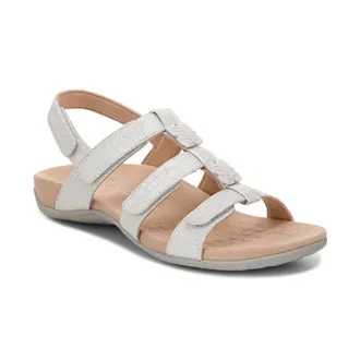 Vionic Womens Amber Adjustable Sandals In Silver/met/linen