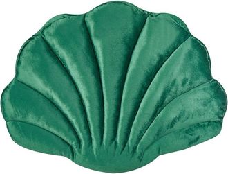 Beliani Coj&iacute;n Decorativo De Terciopelo Concha Marina Forma De Vieira Patr&oacute;n Liso Verde Consolida