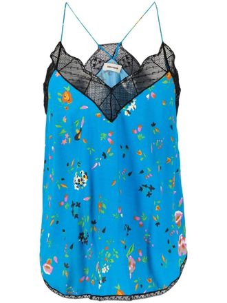 Zadig&Voltaire Christy floral-print vest - women - Polyamide/Viscose/Spandex/Elastane - S - Blue