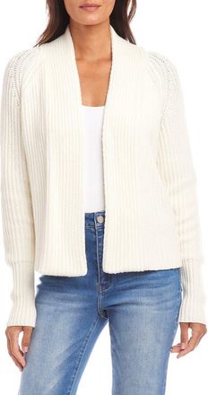 Karen Kane Rib Crop Cardigan in Off White at Nordstrom, Size X-Large