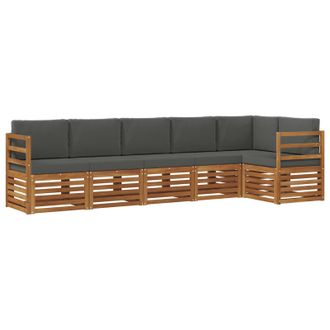 vidaXL Conjunto De Sof&aacute; Seccional Con Coj&iacute;n 6 Pcs Natural Y Antracita Vidaxl