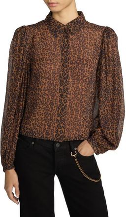 Frame Denim The Prairie Silk Shirt in Light Leopard Multi at Nordstrom, Size X-Small