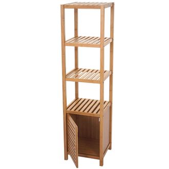 Hhg Hhg - Arredo Bagno Bambu A Listelle Serie 554 Mobile Con Sportello 140x36x34cm