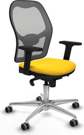 Piqueras y Crespo Piqueras Y Crespo - Jorquera Sincro Malla Gris Similpiel Amarillo Brazos 2d Base Aluminio Ruedas 65mm Engomada