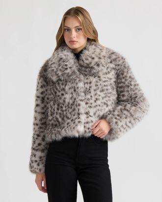 NVLT Womens Long Hair Faux Fur Jacket