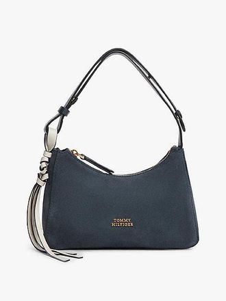 Tommy Hilfiger Metal Logo Suede Shoulder Bag