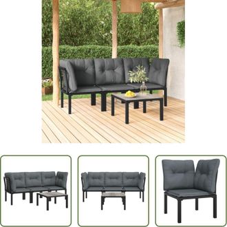 vidaXL vidaXL Set da salotto esterno - Set Salotto da Giardino 4 pz Nero e Grigio in Polyrattan