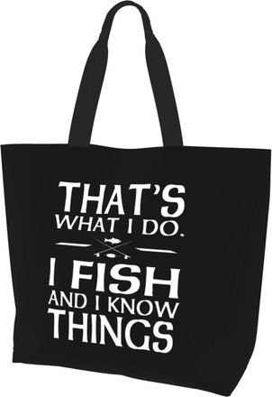 AOOEDM I Fish And I Know Things Ladies Canvas Tote Reusable Shopping Bag