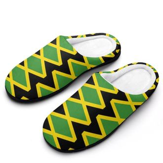 Generic Jamaica Jamaican Flag Snake Print Slippers Men Winter Warm Cotton Anti-Slip Indoor Slip-Ons House Shoes