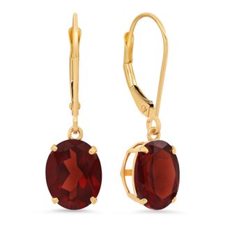 MAX + STONE 14K Yellow Gold 8X10mm Oval Gemstone Dangle Earrings