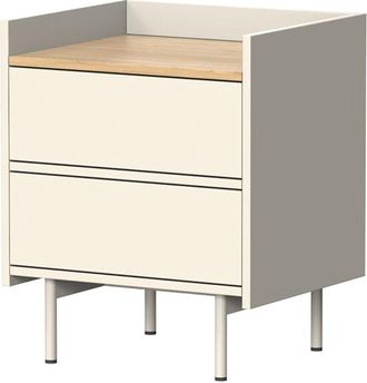 Vicco Mesilla De Noche Velina, Crema, 48 X 58 Cm Con 2 Cajones, Vicco