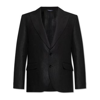 Dolce & Gabbana Blazers, male, Black, Size: L Linen blazer
