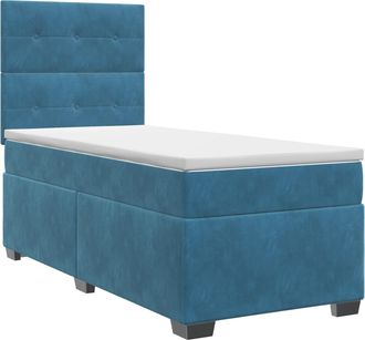 vidaXL Letto Box Spring Con Materasso Blu 90 X 190 Cm Velluto Vidaxl