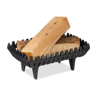 Relaxdays Parrilla De Chimenea, Morillo Para Le&ntilde;a Con Patas, 15 X 37 X 26 Cm, Hierro Fundido Macizo Y Pesado, Negro - Relaxdays