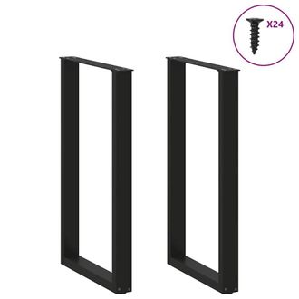 Berkfield Home Modern Coffee Table Legs U-Shaped 2 pcs Black 60x(100-101) cm Steel