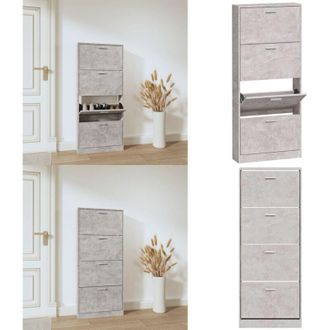 vidaXL Scarpiera Grigio Cemento 59x17x150 cm in Legno Multistrato - Scarpiera moderna - Scarpiera da ingresso