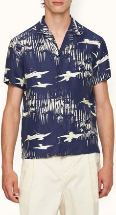 Orlebar Brown Hibbert Living Dream Shirt In Midnight Navy/sea Mist