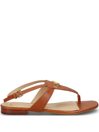 Lauren Ralph Lauren logo-appliqué sandals - women - Leather - 7.5 - Brown