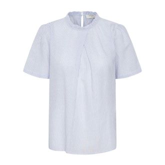 Cream Blauwe Blouse met Ruchedetail - Dames - Blouses & Shirts - Blauw - Maat: XS