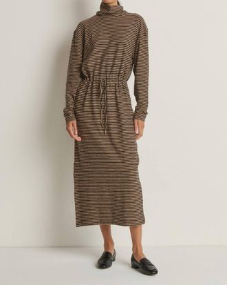 Nation Ltd Mariel Long Sleeve Midi Dress In Mini Cocoa Stripe