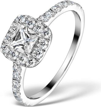 The Diamond Store Halo Engagement Ring Aria 1.30ct VS2 Princess Diamond 18K White Gold