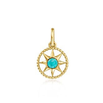RS Pure by Ross-Simons Turquoise Nautical Star Charm in 14kt Yellow Gold
